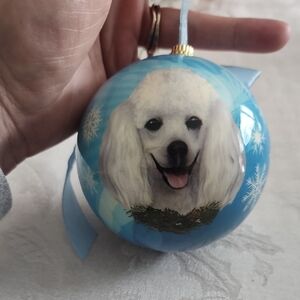 Christmas Ornament with White Poodle Design